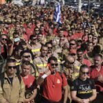 Greek firefighters protest for permanent jobs as summers become more perilous