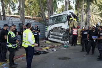 Truck rams into Tel Aviv bus stop, killing one and wounding dozens in suspected terror attack