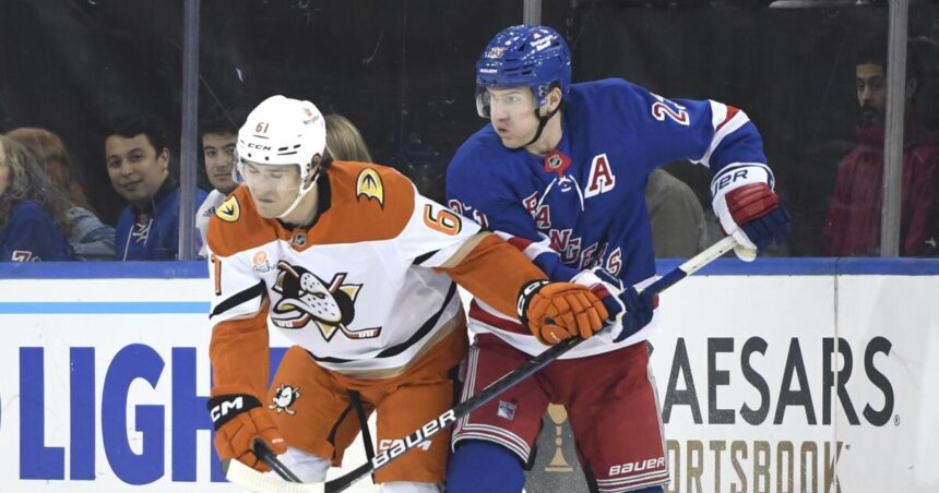 Olen Zellweger's goal not enough for Ducks in loss to Rangers