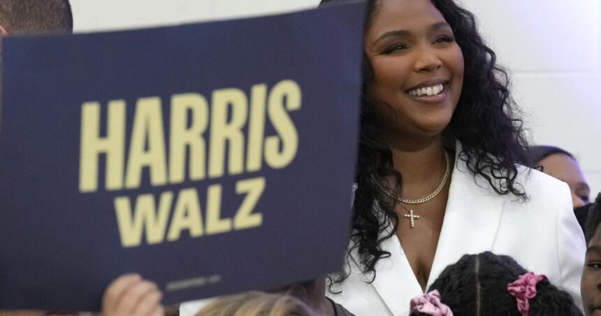 Harris and Lizzo praise Detroit — in contrast to Trump — ahead of an Atlanta rally with Usher