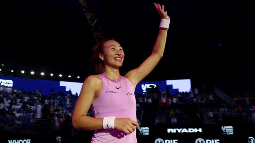 Zheng Qinwen routs Jasmine Paolini, reaches semis at WTA Finals