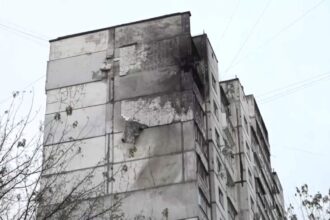 Damage in Kyiv as Russian drone debris rains down on Ukrainian capital