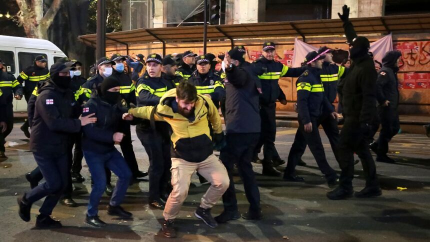 Georgian police break up anti-government protests