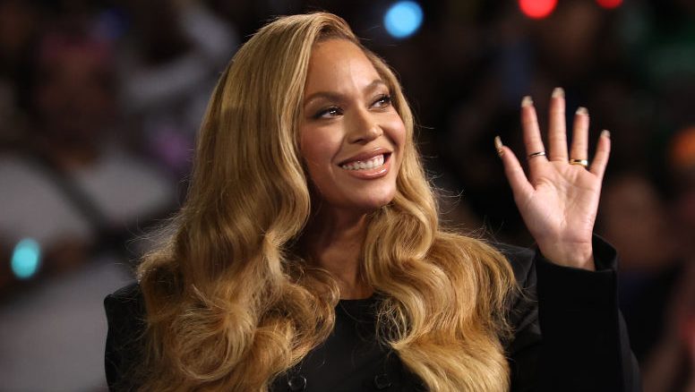 HOUSTON, TEXAS - OCTOBER 25: Beyoncé looks on during a campaign rally with Democratic presidential nominee, U.S. Vice President Kamala Harris, at Shell Energy Stadium on October 25, 2024 in Houston, Texas. Vice President Kamala Harris is campaigning in Texas holding a rally supporting reproductive rights with recording artists Beyonce and Willie Nelson.  (Photo by Justin Sullivan/Getty Images)