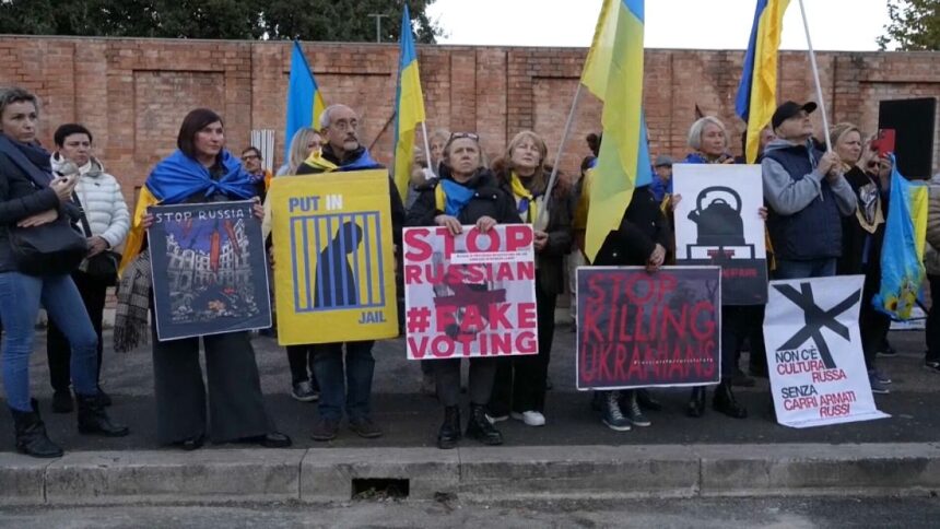 Pro-Ukraine protests take place in European capitals as 1,000th day of war approaches