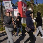 Hundreds of hospitality workers are on strike at a casino near the Las Vegas Strip